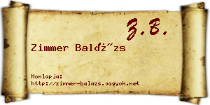 Zimmer Balázs névjegykártya